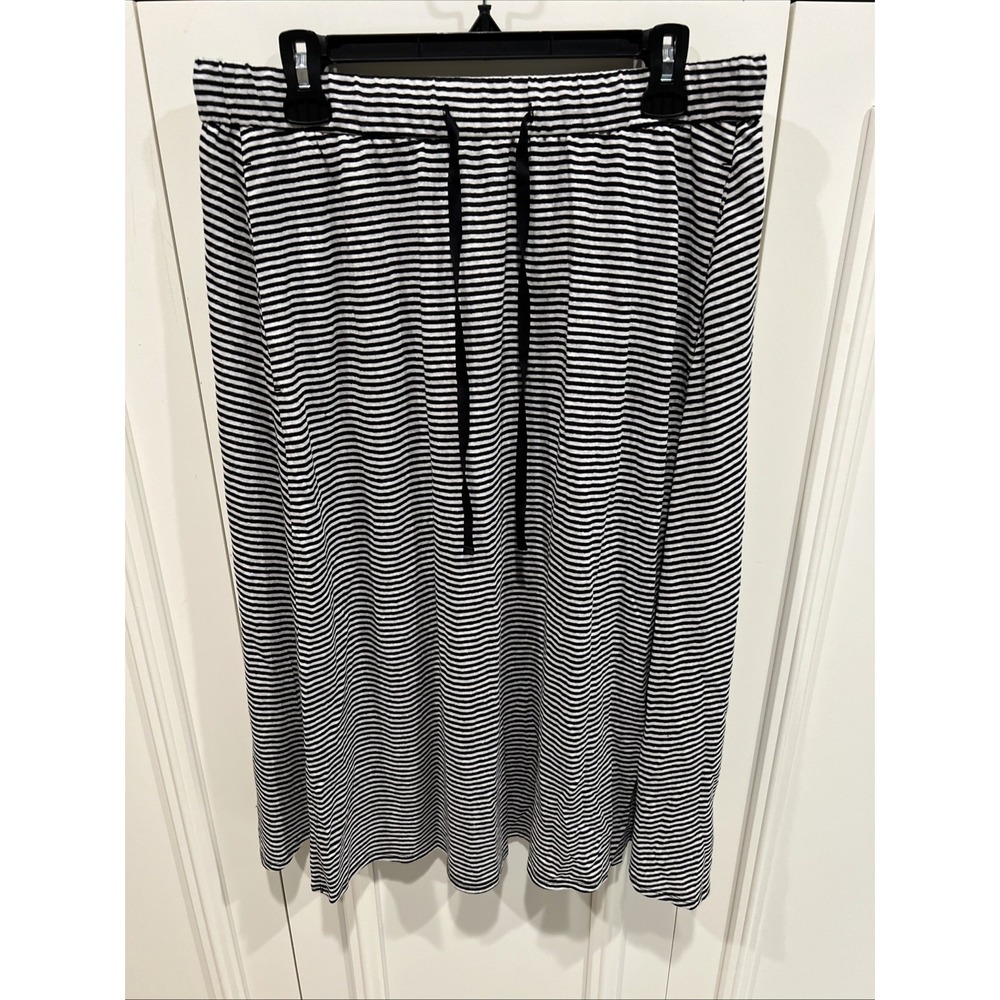 Eileen Fisher Organic Linen Striped Midi Skirt Size Medium Quiet Luxury Coastal